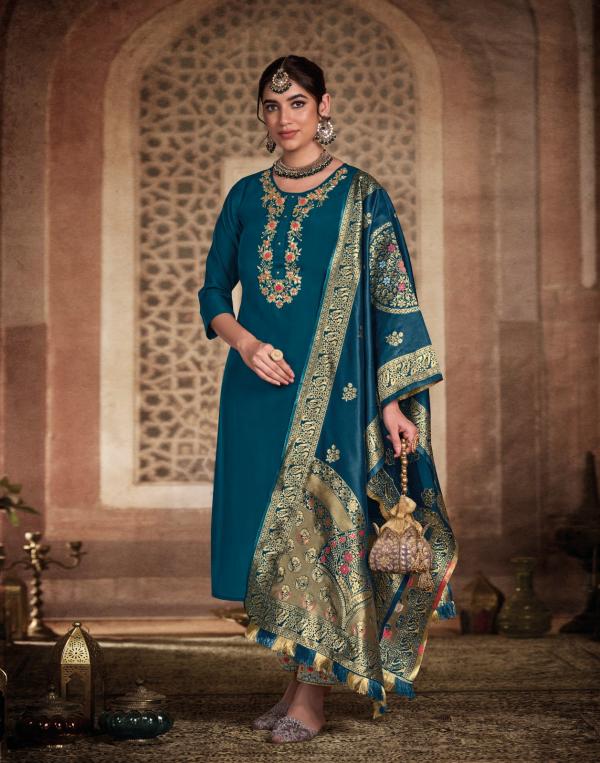 Lily And Lali Gulmeena Designer Silk Kurti With Bottom Dupatta Collection